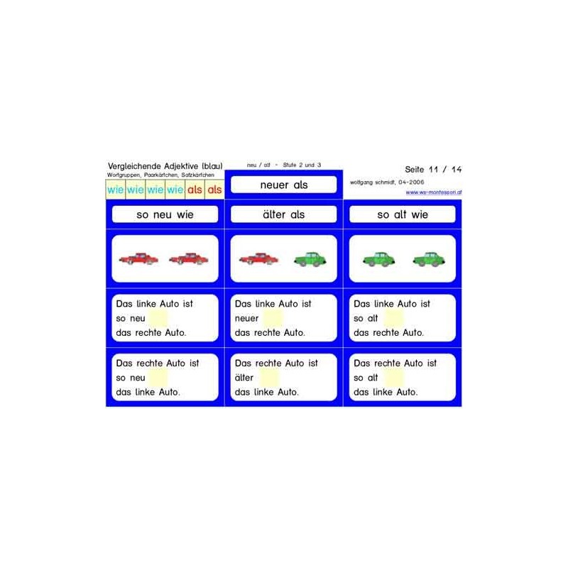 Comparative adjectives blue (This item is available in english)