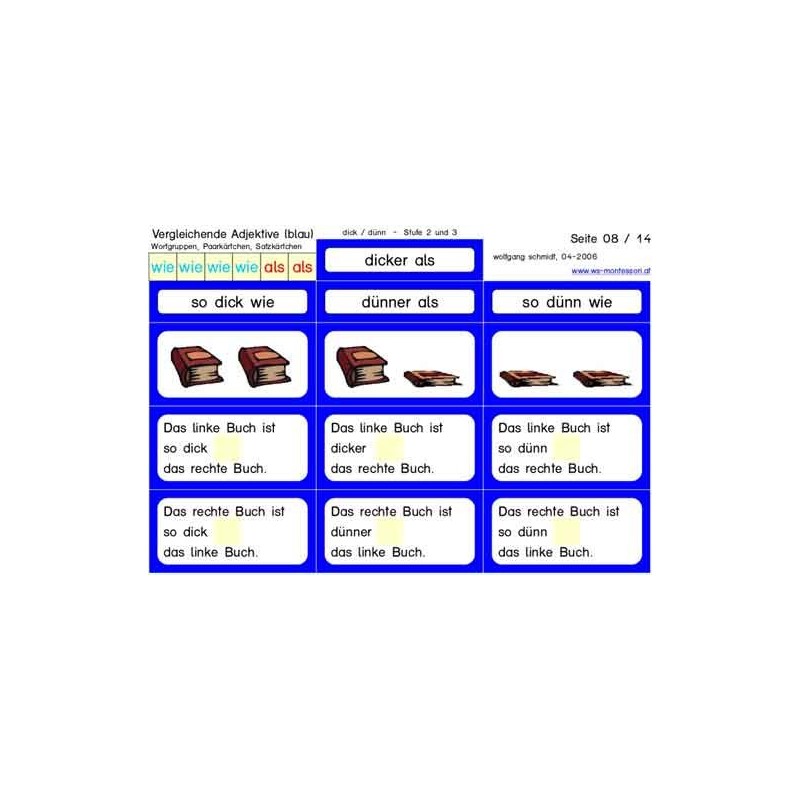 Comparative adjectives blue (This item is available in english)